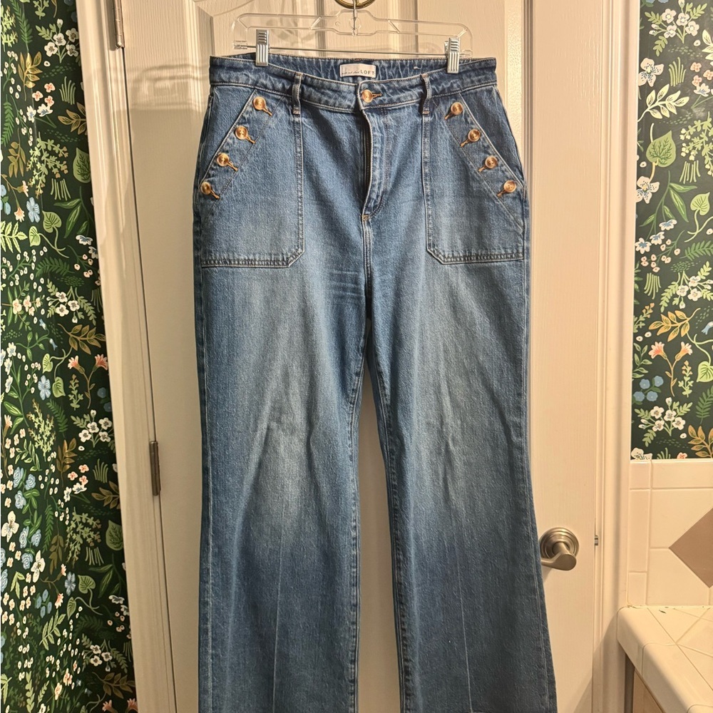 LOFT Flare Jeans with Button Accents​
